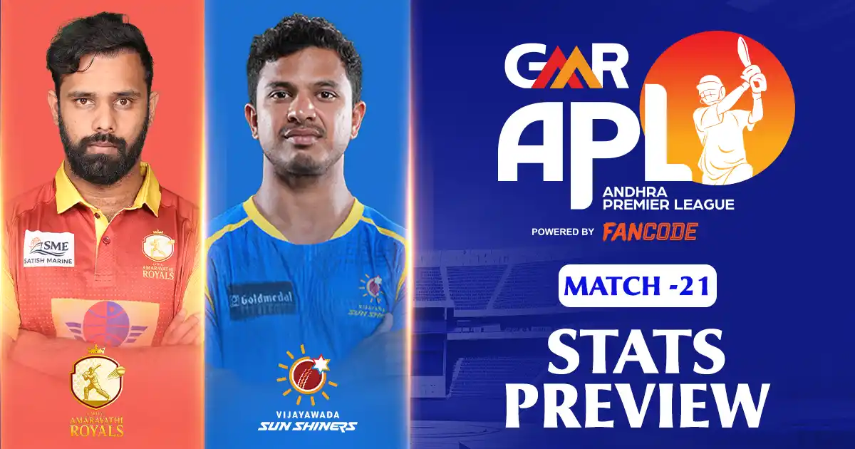 GMR APL 2025: Capital Amaravathi Royals vs Vijayawada Sun Shiners, Match 21: Stats Preview